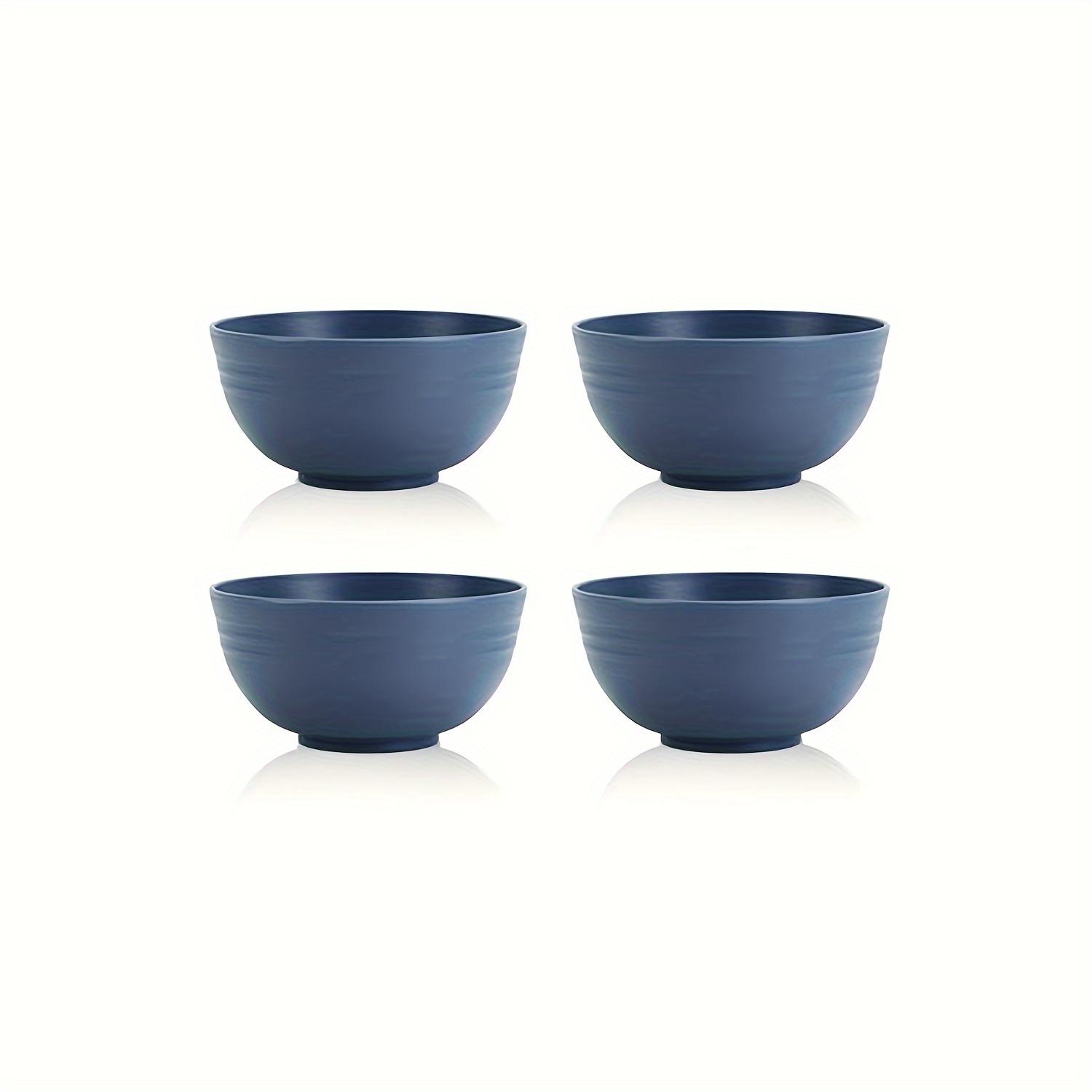 

4 шт., миска для хлопьев из ростков пшеницы — прочная и небьющаяся, 26 унций, можно использовать в микроволновой печи и мыть в посудомоечной машине, не содержит бисфенол-А, классическая синяя кухня