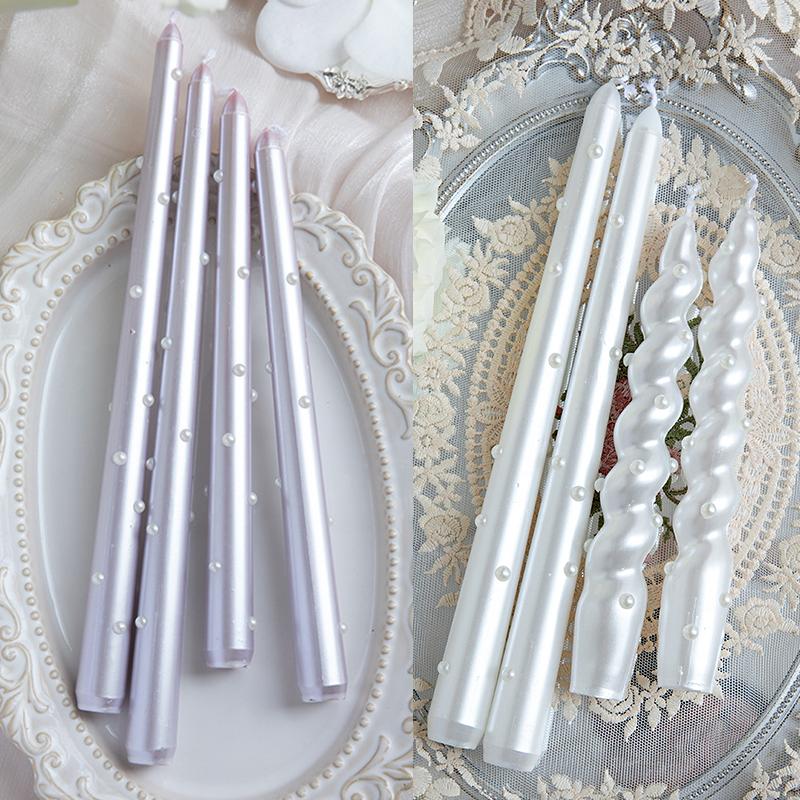 2PC DIY Pearl Pearlescent Candles Smokeless Candles Party Decoration Pearlescent Color Elegant 18/25/30cm