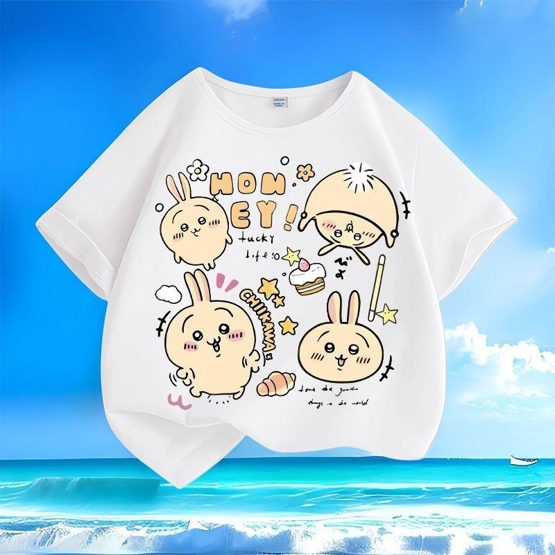 

New Summer Cartoon Kids T - Shirts | Anime Prints | Crew Neck Loose & Versatile Short - Sleeve Tops for Boys & Girls 110