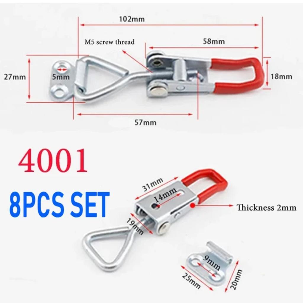 2/4/8 Pcs Drawer Latch Box Lock Clasp Adjustable Deadbolt Hasp Metal Toggle Quick Release Clamp Anti-Slip Push Pull Clamp Tools