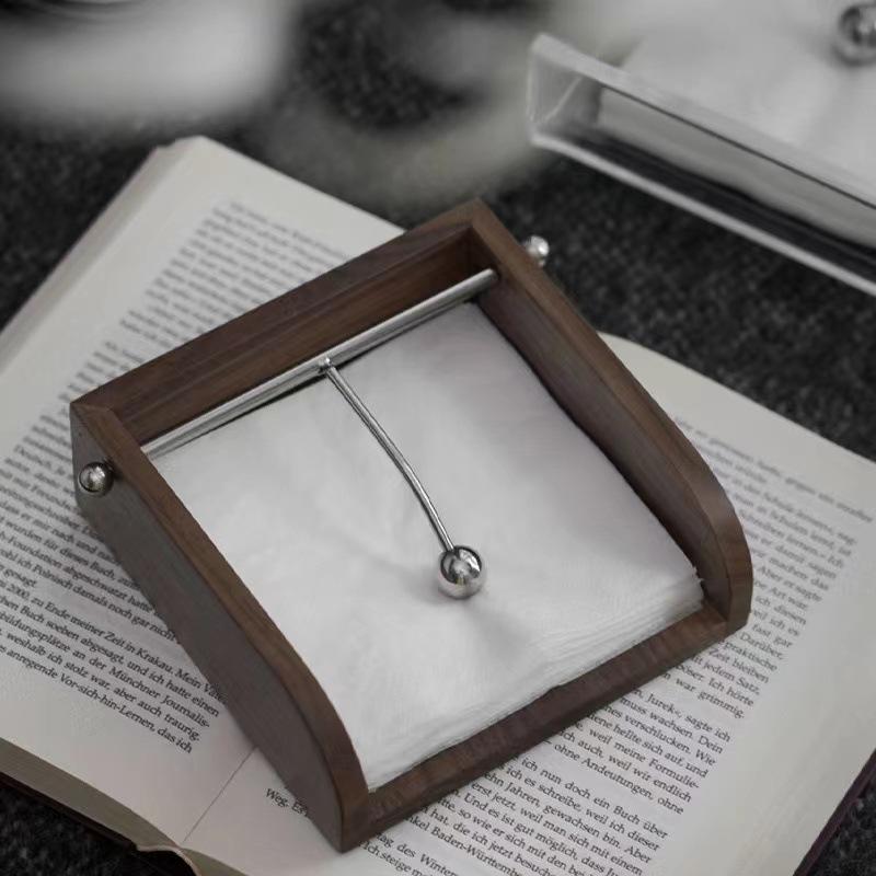 HeMu Restaurant and hotel tissue box square napkin cardboard bracket light luxury stainless steel tissue rack ornaments
