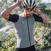 Santic Men's Short Sleeve Cycling Jersey, Spring/Summer, Lightweight, with Back Pocket, Breathable and Quick-Drying, Gray, Size S