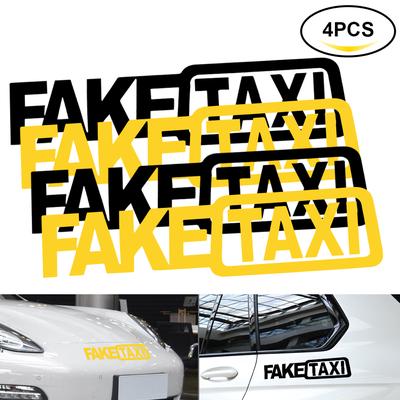 4 Stücke Lustige Fenstertür Auto Vinyl Aufkleber Reflektierende Wasserdicht Abnehmbare GEFÄLSCHTE TAXI Autoaufkleber Selbstklebende Emblem Abzeichen Auto Styling