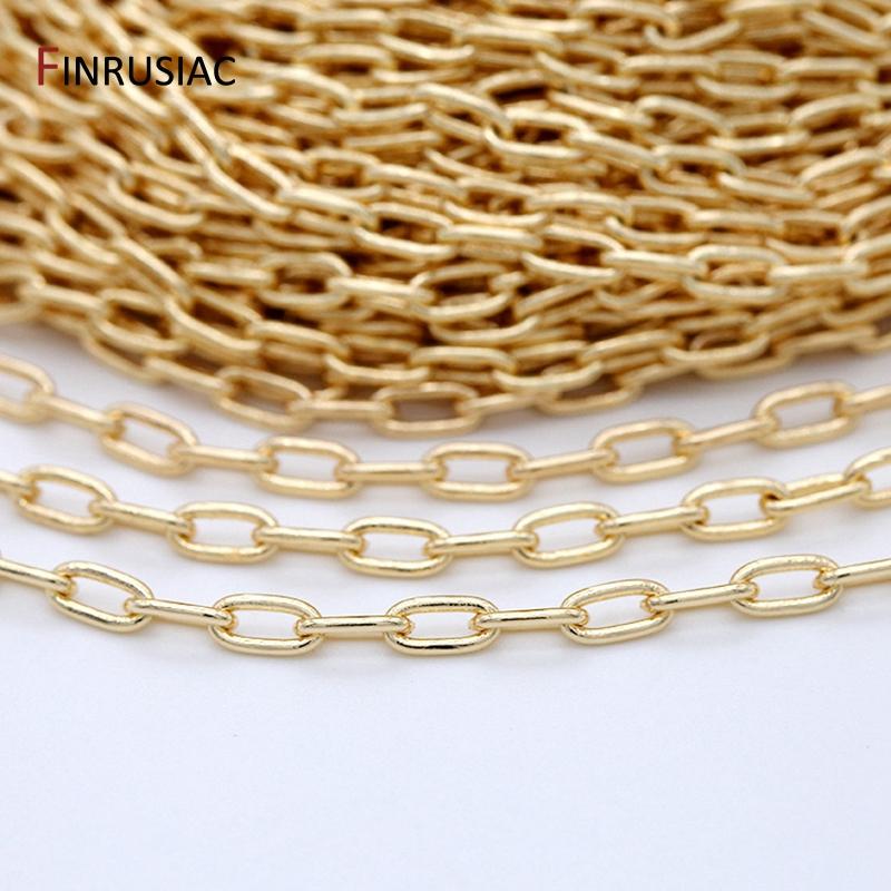14K Gold-Plated Brass Oval Thick Chain DIY Jewelry Making Accessories, Suitable For Making Bracelets Necklaces Making Findings