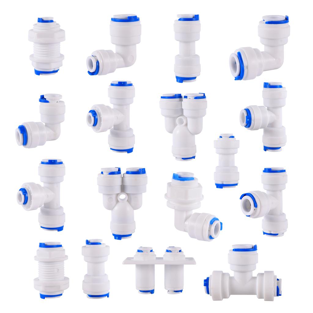 Umkehrosmose Schnellverbinder 1/4"3/8" Außendurchmesser Schlauch T-Stück Y-Stück 4-Wege Gleichstück Winkelstück Gerade RO-Wasser Aquarienrohrfitting