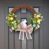 Easter Wreath for Front Door Home Decorations Photoshoots Bowknot Wreath Hanging Decor Easter Rabbit Wreath Ornament