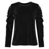 Women's Velvet Puff Long Sleeve Round Neck Pullover Color Casual Top