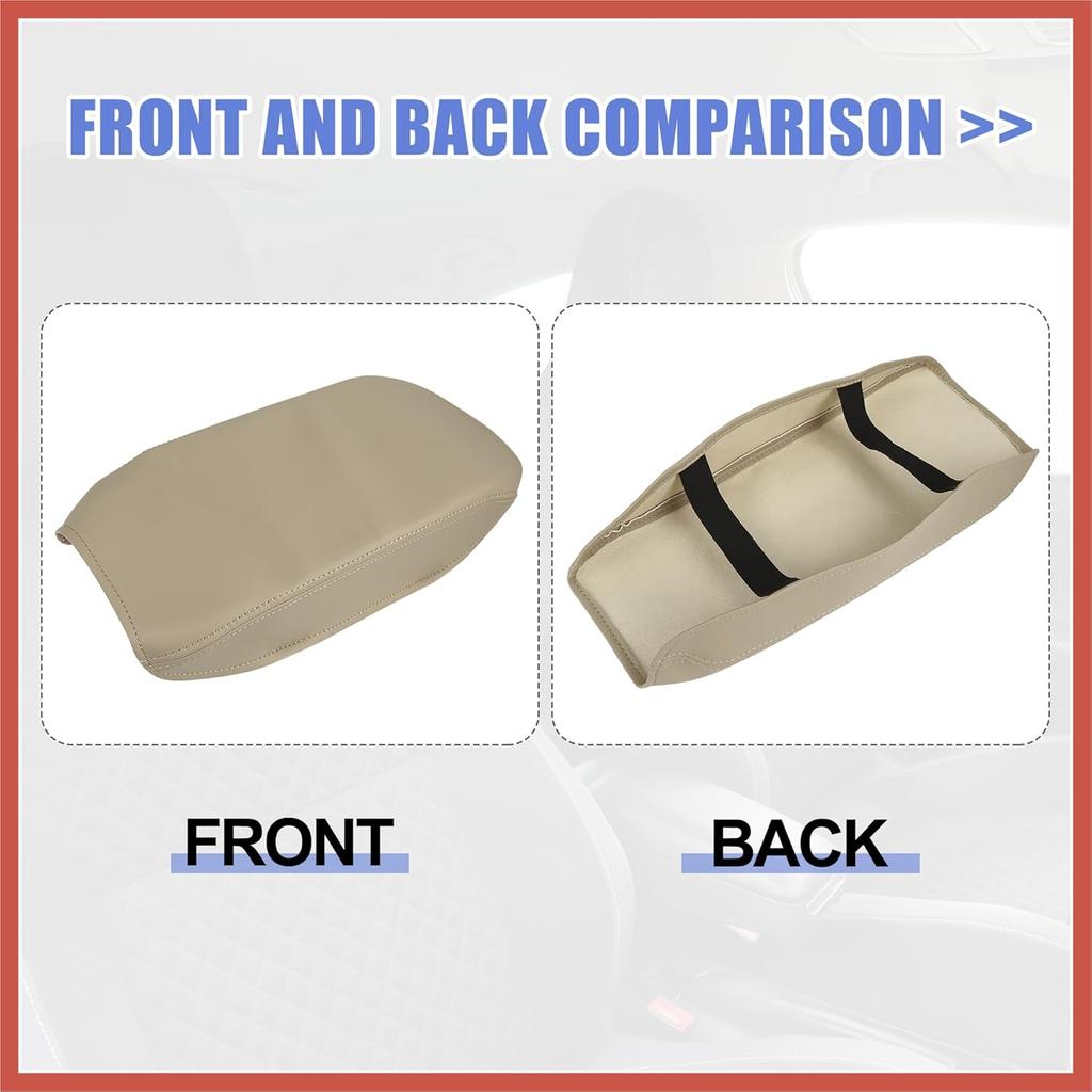ACROPIX Car Center Console Lid Armrest Seat Box Cover Protector Replacement Microfiber Leather for Toyota Camry 2007-2011 Beige Car Parts