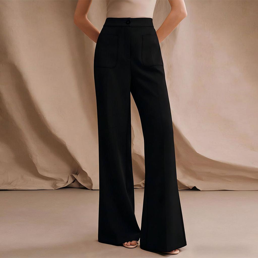 High Waist Wide Leg Pants for Women Casual Loose Fit Trousers with Front Pockets Office Style