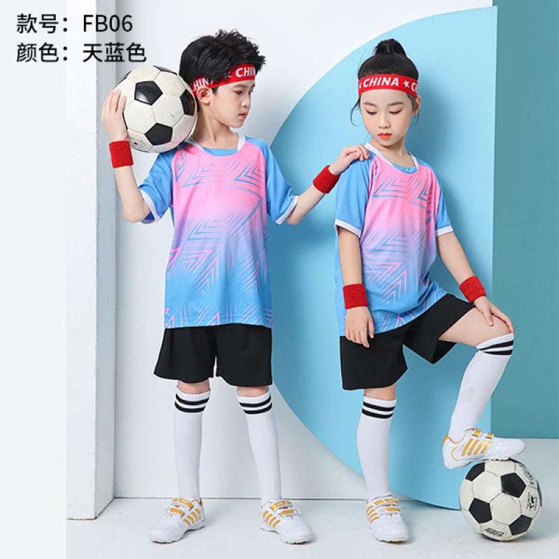 Kids Soccer Uniform Set Gradient Print Performance Jersey Short Sleeve Kit Training Match