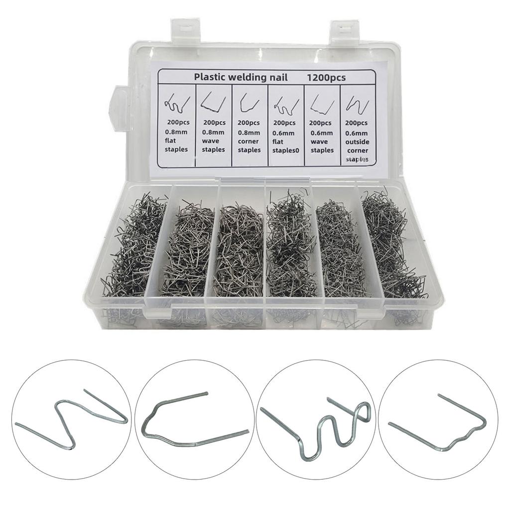 1200PCS Car Bumpers Plastic Repair Welding Nails Wit Box Adequate Hot Staples Welding Wire Repair Nails for Auto