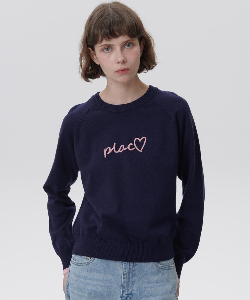 PLAC WOMEN Raglan Plack Pullover Knit Navy