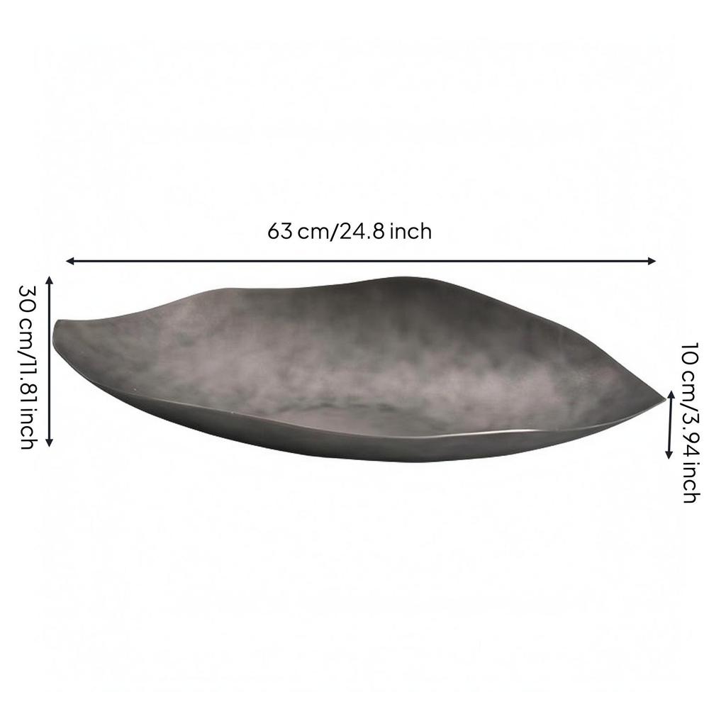 Leaf-Shaped Tray Decorative Aluminum Lustrous Metal Leaf Platter
