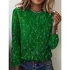 Ladies' Elegant Floral Printed T-shirt - Comfortable Round Neck Long Sleeve Top