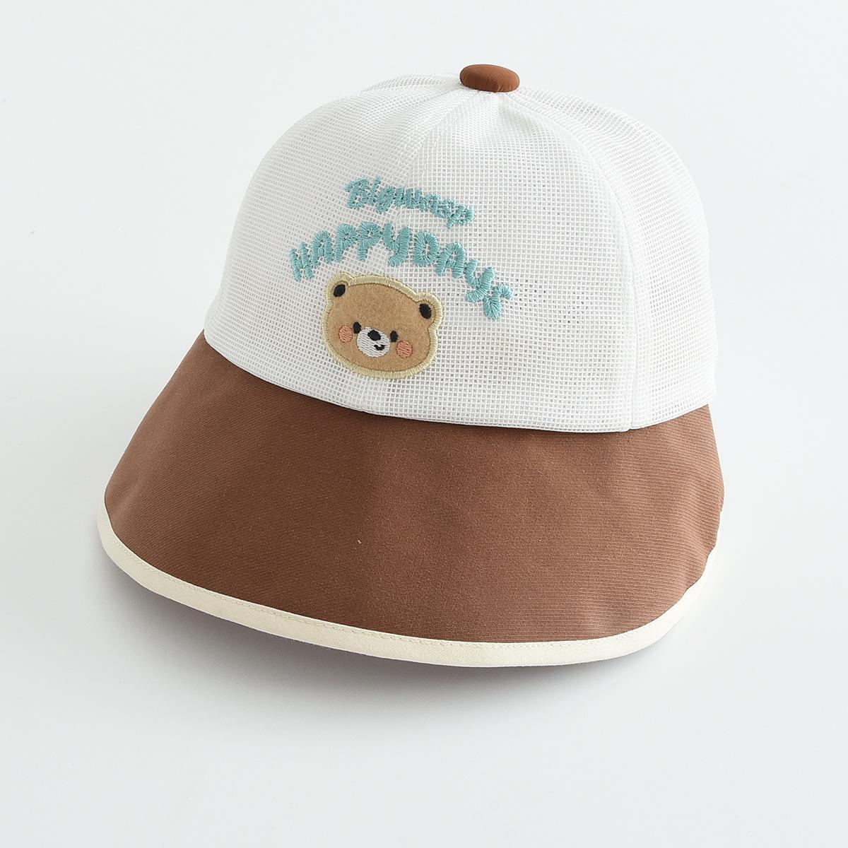 Children s Bear Pattern Windproof Sun Bucket Hat 48-50 cm коричневый