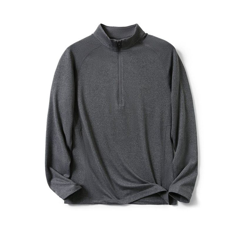 Outdoor Quick-Drying Sports Fitness Running Long-Sleeved Physical Training Clothing Autumn and Winter Half-Zip T-Shirt Export Men's T-Shirt