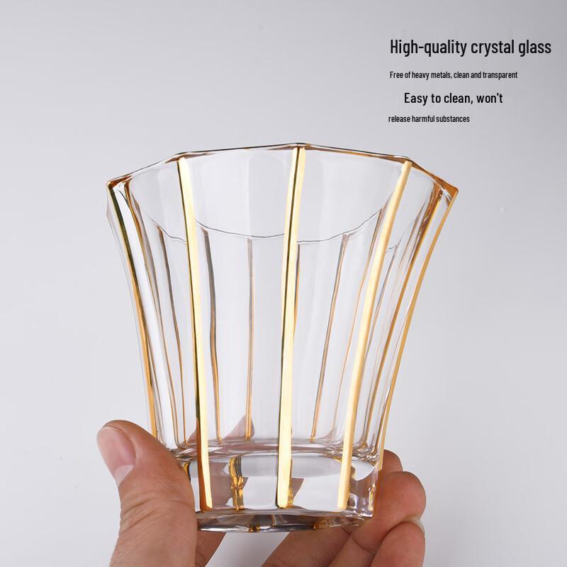 Crystal Whiskey & Beer Glass with Gold Line Design