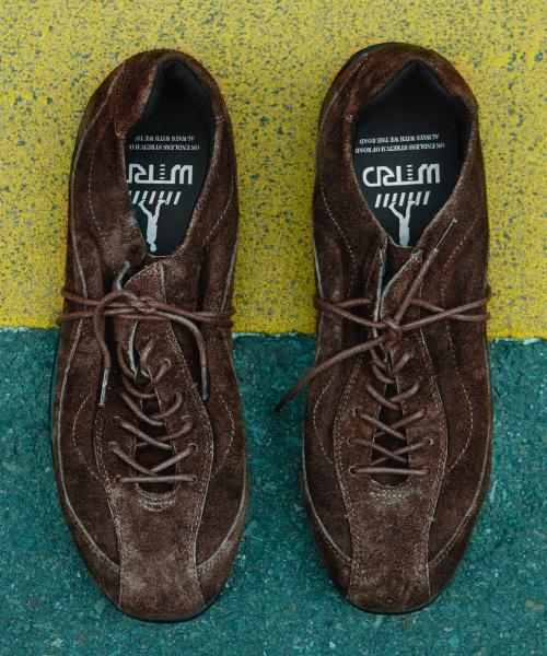 [WETHEROAD] Lazy Suede Racing Sneakers Washed Brown WTRD3116 Brown-230