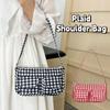 Harajuku Plaid Shoulder Bag Korean Style Underarm Bag Versatile Canvas Handbag  Travel