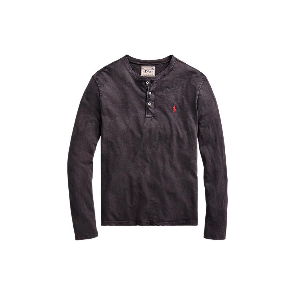 

Polo Ralph Lauren Ss23 Футболка с вышивкой логотипа, пуговицами, круглым вырезом и длинными рукавами, мужская, топы, черный MNPOTSH16820073-001 M