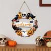 Halloween Türschild Dekoration Hängend Holz Wanddekoration Rustikal Haustür Hänger für Zuhause Zimmer Innen Außen Feiertag