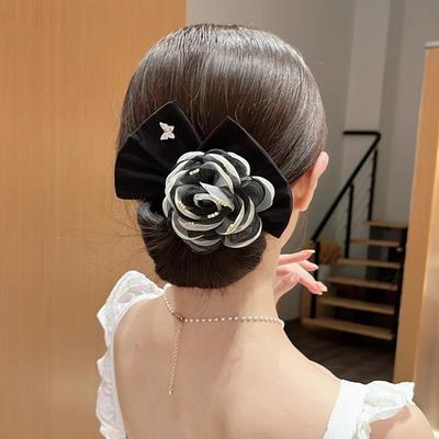 Haarband Einfach zu bedienen Französisches Spiralhaargummi mit 3D-Netzgarn-Blumendekor Draht-Knotenmacher Haarschmuck