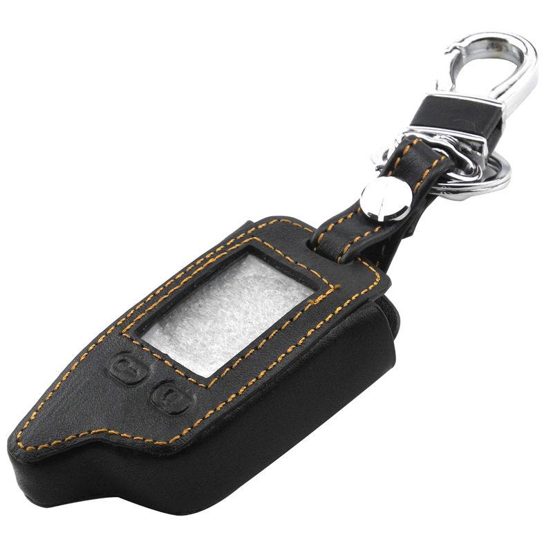 

jingyuqin 5 кнопок дистанционного кожаный чехол для ключа для Tomahawk TW9010 TW9030 двухсторонняя система сигнализации ЖК-контроллер брелок жёлтый