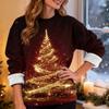 Women's Casual Fashion Round Neck Plus Velvet Thickened Christmas Print Sweatshirt