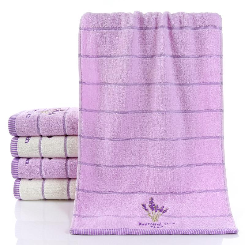Lavender and Cream Aromatherapy Towel with Embroidery Design