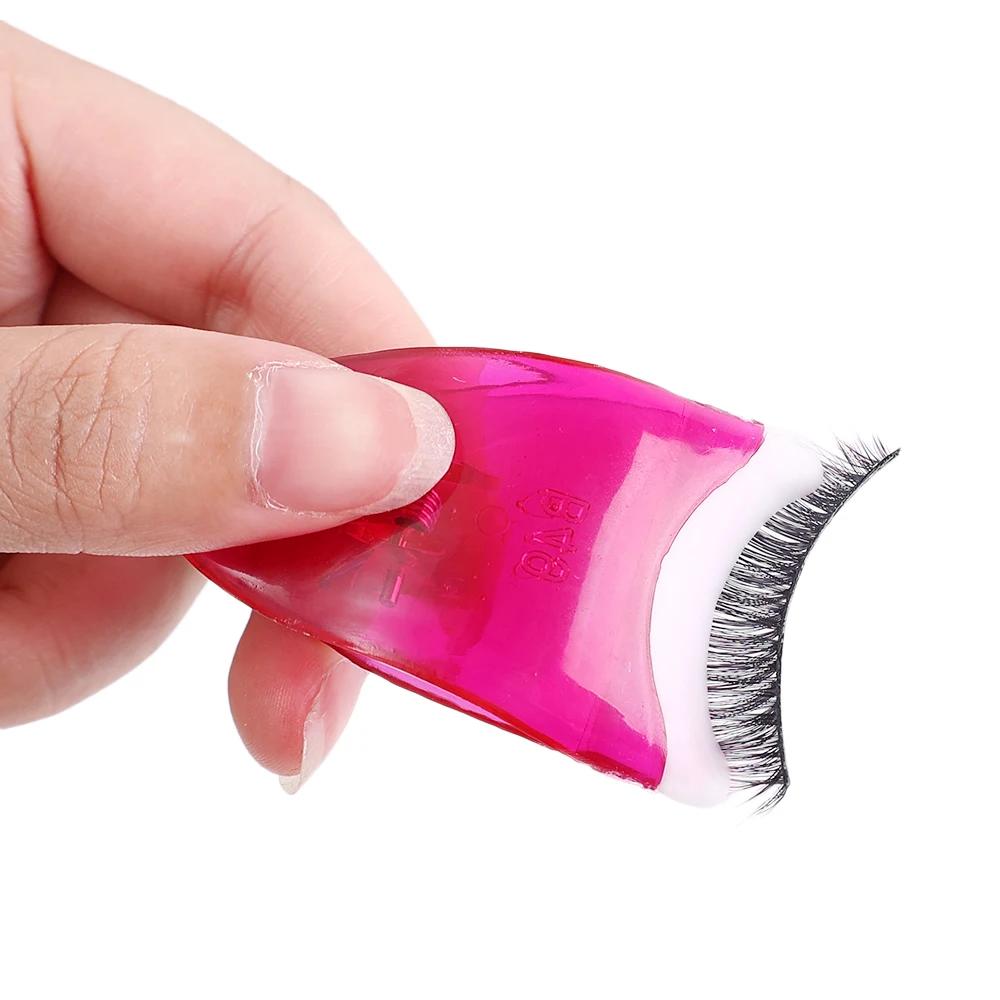 Pinzas para aplicar pestañas postizas, herramienta de maquillaje de ojos de plástico portátil con pinzas para pestañas postizas, para pestañas de tira completa y segmentadas