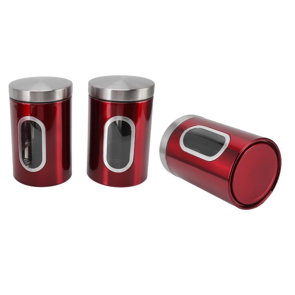 3PCS Set Durable Stainless Steel Containers Metal Storage Containers Home Kitchen
