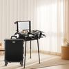 VEVOR Makeup Train Case with Lock, Lighted Mirror, 4 Storage Trays, Brush Holder, Travel Cosmetic Organizer Box w/ Swivel Wheels