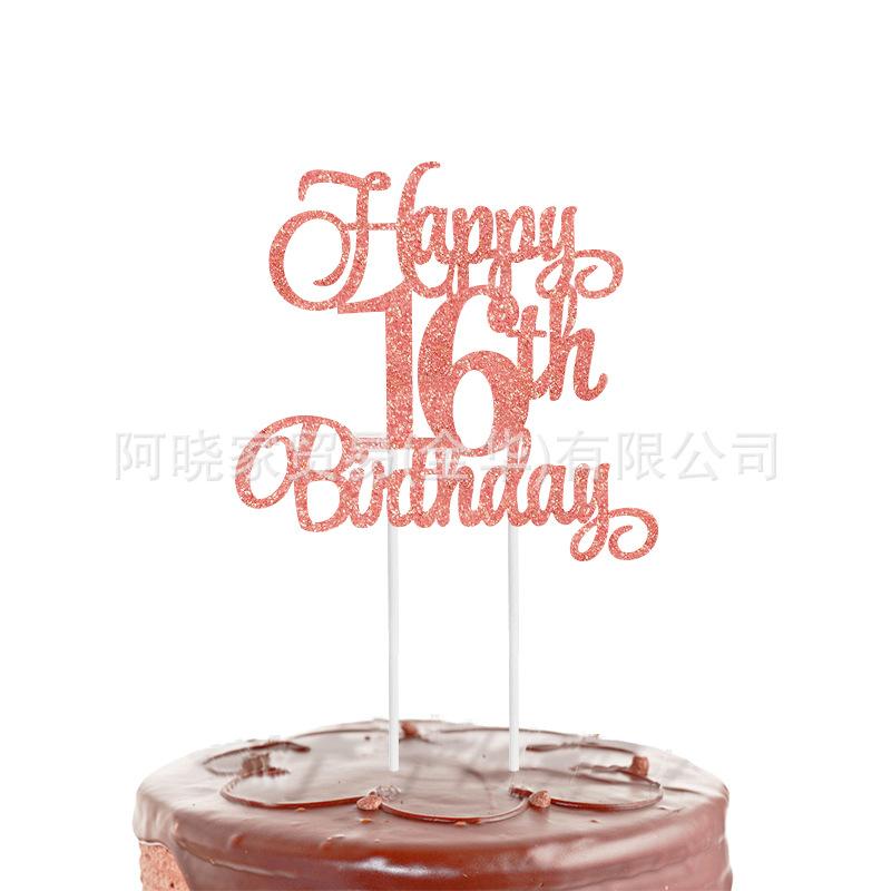 1Pcs Black Gold Happy 10 Birthday Cake Topper 10th 20th 30th 40th 50th 60th Loves & Wishes Party Decorations for Birthday Party