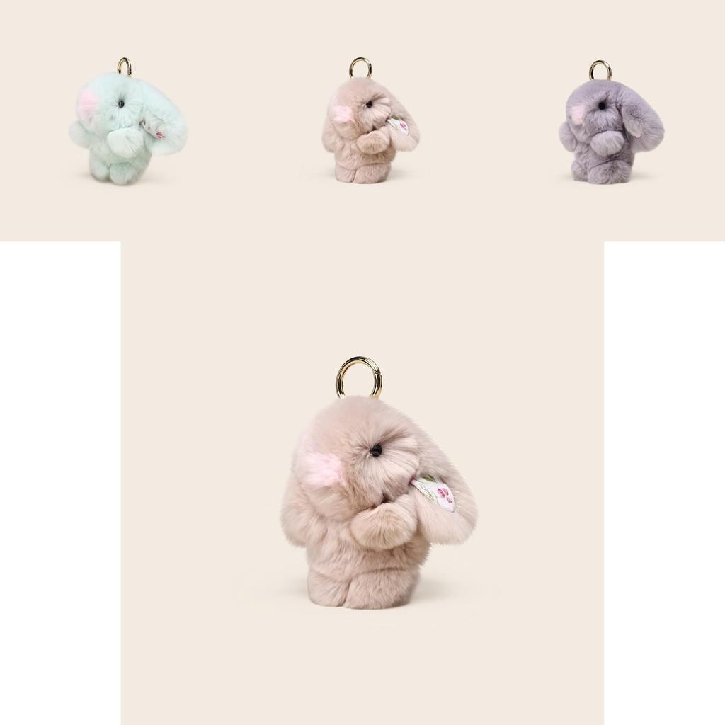 Light Luxury Bunny Plush Keychain With Floral Pattern For Ladies Fashion Accessories