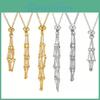 Stone Raw Mesh Crystal Natural Pocket Metal Bamboo Necklace Braided Cage Pendant Adjustable Chain Mesh Pocket Pendant