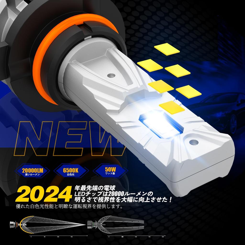 9012 LED Headlight, Fog Light, Explosive Light, White, 6,500 K, Compatible with Vehicle Inspection,