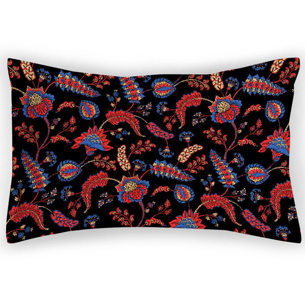 

Retro Ethnic Style Flower Pillowcase Digital Printing Summer Geometric Pillowcase Single Double Four Seasons Pillowcase 30 * 50/115g satin