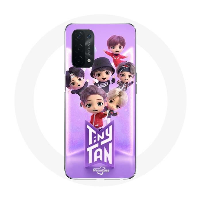 Coque pour Oppo A74 5G - BTS - TinyTAN Animation - Souple - Noir - Mixte