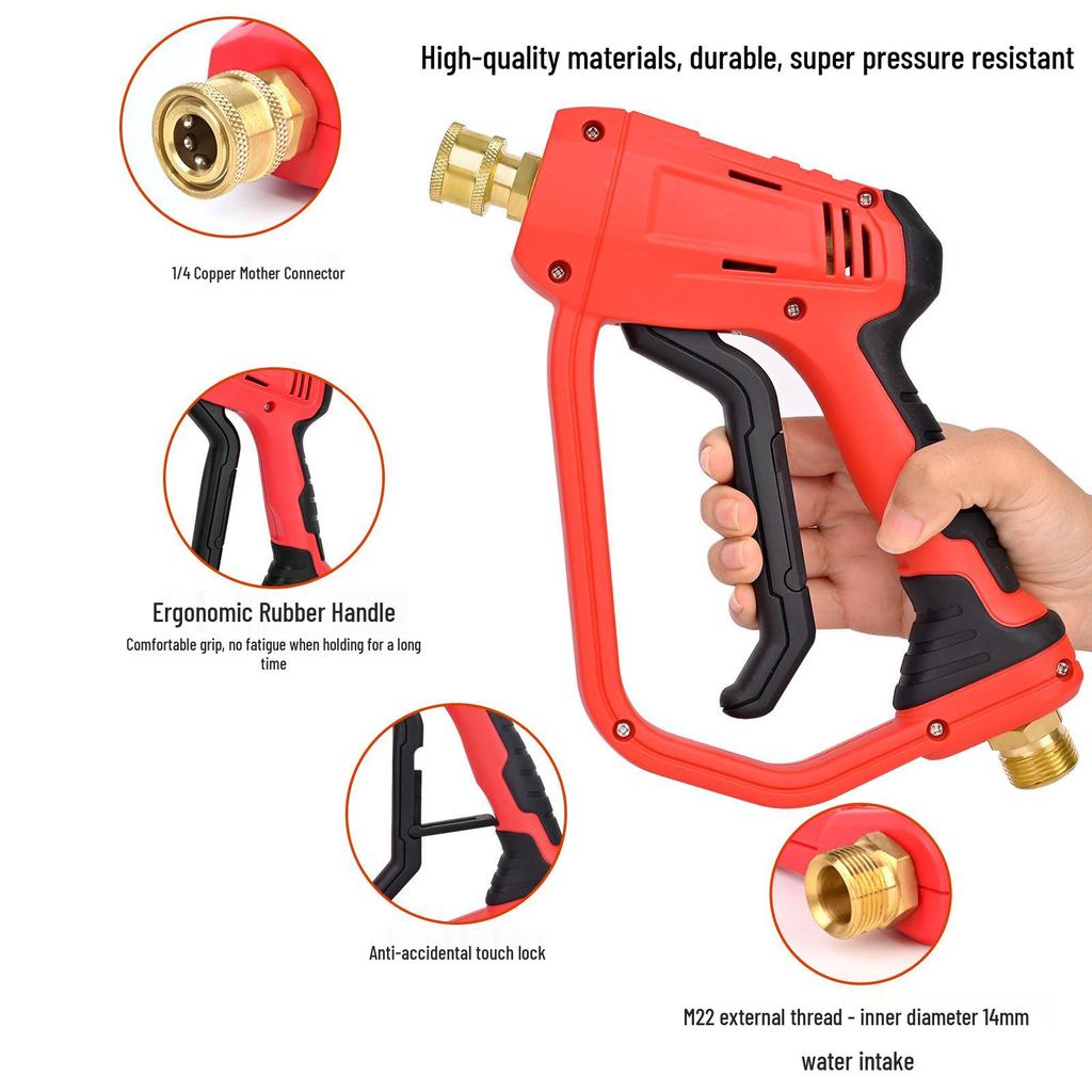 High-Pressure Multi-Functional Car Wash Water Gun with M22 Connector & Five Nozzle Options