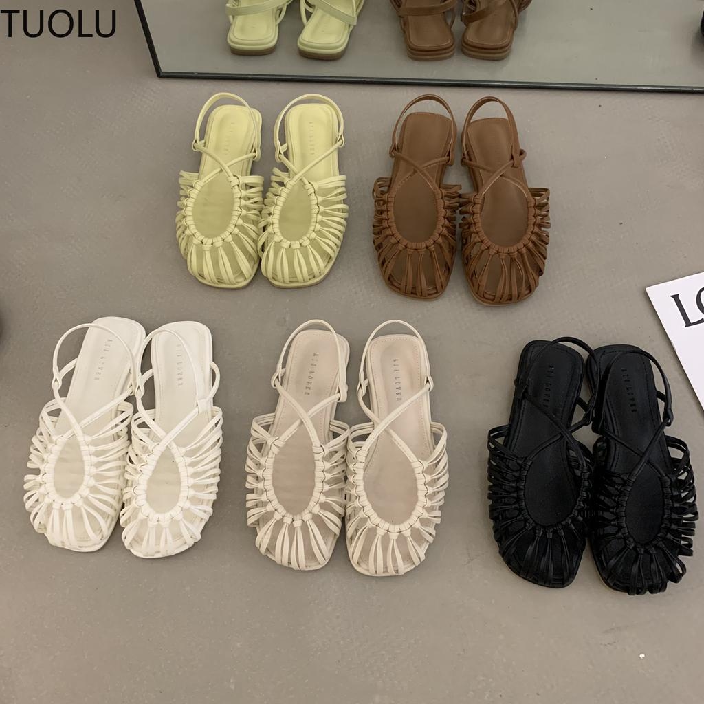 Fashion Women's Gladiator Sandals New Summer Breathable Closed Toe Flat Sandals Female Slipers Women Soft Beach Slides Rome Shoes Mujer