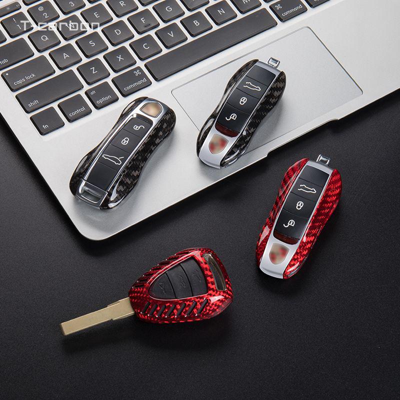 Porsche Carbon Fiber Leichte Schlüsselhülle für Cayenne, Panamera, Macan, 911 - Ersatzhülle mit Schnallenverschluss