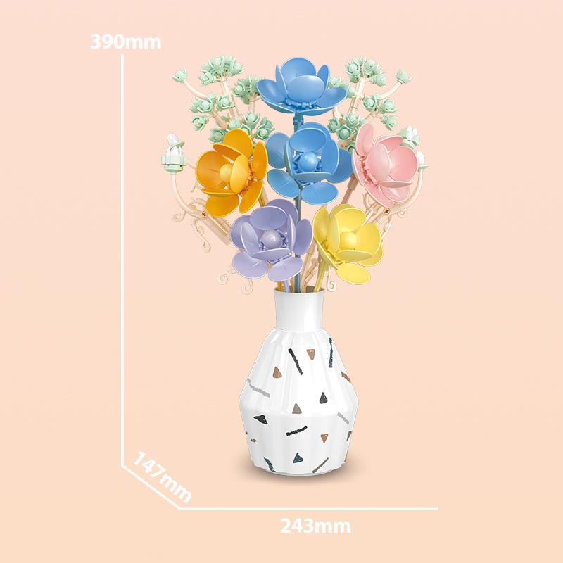 

Букет Снежного Лотоса Строительный блок вечный цветок украшение для гостиной игрушка MOC Подарок на День Святого Валентина и Рождество no box