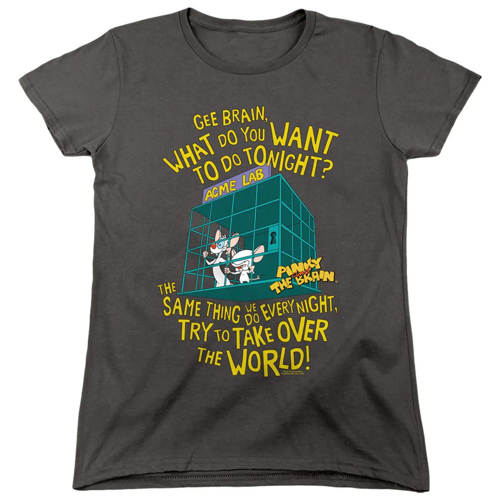 

Pinky And The Brain The World Womens T Shirt Charcoal L