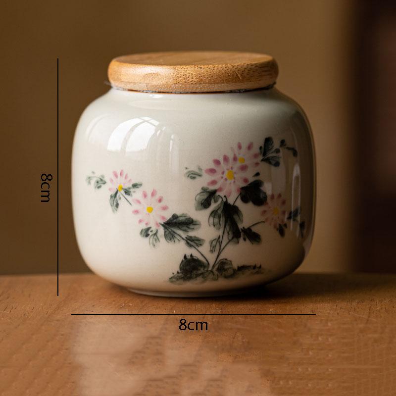 Vintage Ceramic Tea Cans Creative Hand-painted Pattern Tea Box Sealed Storage Jar Candy Jars Household Teaware Accessories