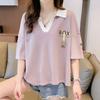 Navava Women Label PoinT Collar ShorT Sleeve T shirT nT2614