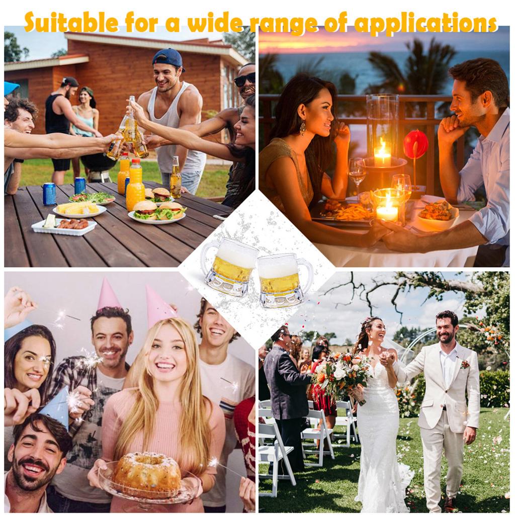 12pcs Mini Beer Mugs Bulk Shot Glasses Small Clear Stein Handles Tasting Whiskey Cups for Drinking Beer Festival Birthday Party