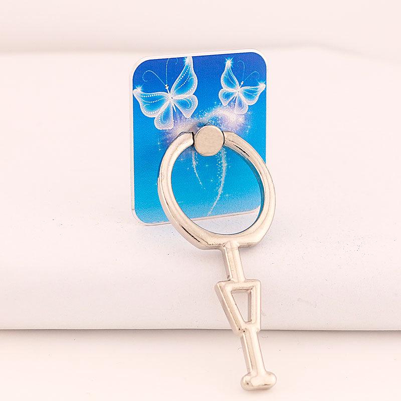 Creative Square Ring Buckle Phone Holder with Metal Adhesive - Women's Vertical Screen Design