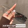 Women's INS Style Photochromic Myopia Glasses Fashionable Frameless Blue Light Blocking Turn Grey Near Sight Eyewear 0 To -4.0