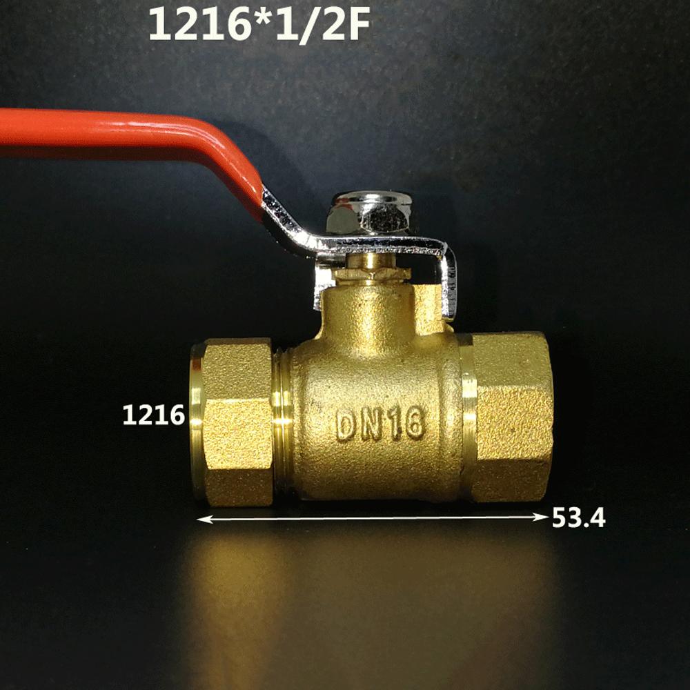 Brass Nickelage DN15 DN20 Male/Female Thread Ball Valve 1216/1418/1620/2025/2632 Pex Pipe Fitting Aluminum Plastic Pipe Fittings