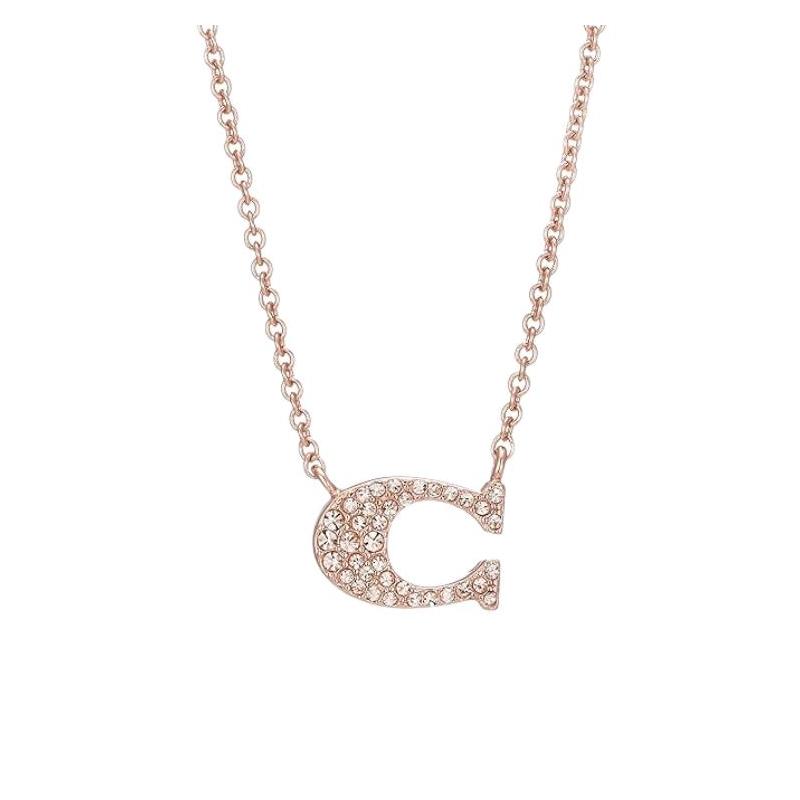 COACH Logo Design Metal Rose Gold Brass Plated Necklace Women s